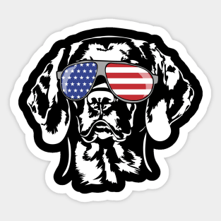 Proud Hungarian Vizsla American Flag sunglasses patriotic dog Sticker